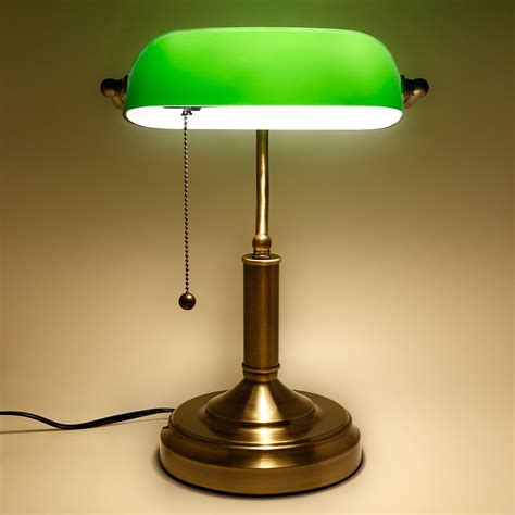 torchstar traditional bankeras lamp antique style emerald green glass desk light fixture satin