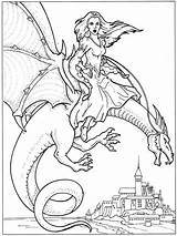 Dragon Coloring Pages Princess Dragons Printable Knights Water Print Colouring Realistic Color Rider Knight Sheets Fantasy Kids Chinese Label Adults sketch template