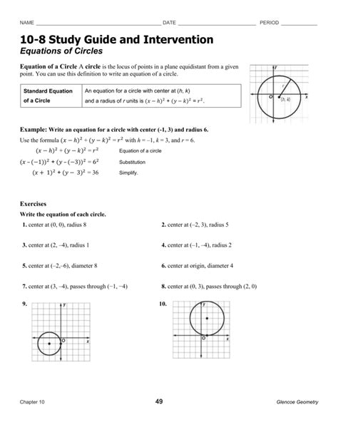 equations  circles worksheet answers tessshebaylo
