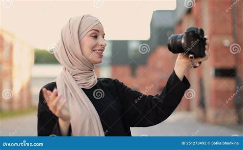Arab Girl Takes Pictures Of Herself On Camera Lifestyle Selfie