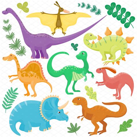 dinosaur cartoon collection vector ~ illustrations ~ creative market