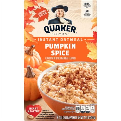 quaker limited edition pumpkin spice instant oatmeal  ct  oz kroger