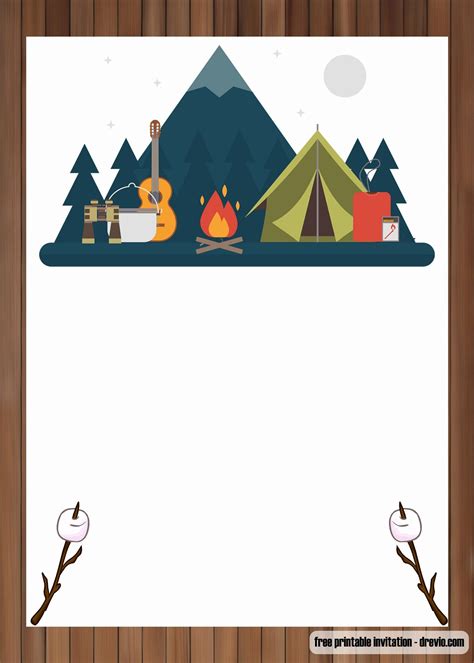 camping invitations templates  fresh  printable outdoor camping