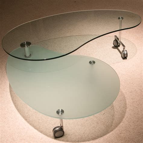 modern kidney shaped glass coffee table ebth