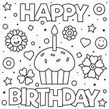 Birthday Coloring Printable Cards Happy Pages Print Card Colouring Kids Easy Adults Board Cupcake Him Homemade Gifts Made Choose sketch template