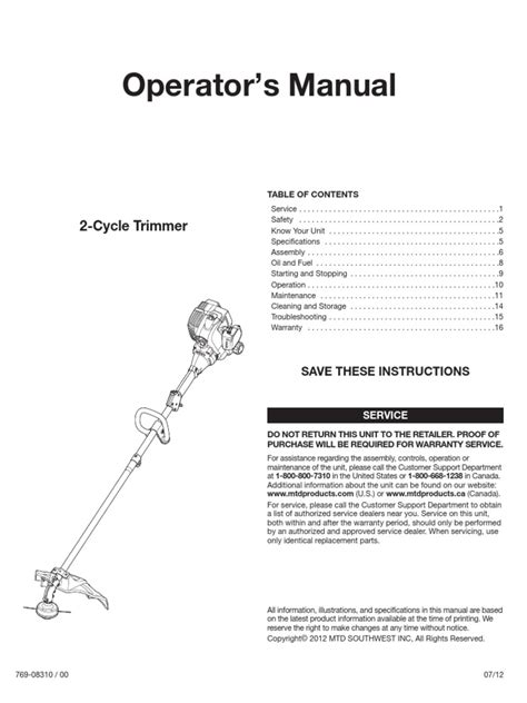 murray  manual  gasoline screw