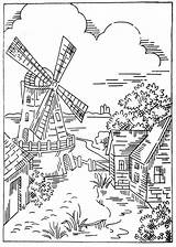 Coloring Holland Windmühle Ausmalen sketch template