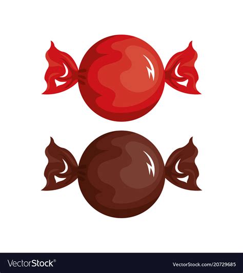 Cartoon Candies Red And Chocolate Design Vector Image