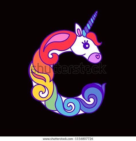 letter  unicorn written  unicorns stock vector royalty