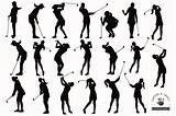Golfer Female Silhouettes Cart sketch template