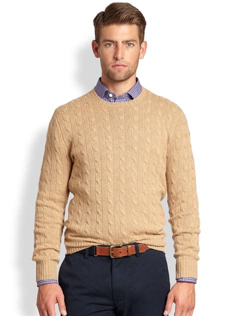 lyst polo ralph lauren cable knit cashmere crewneck sweater