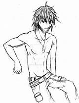 Anime Guy Boys Coloring Drawing Body Random Pages Basic Template Deviantart Beast Sketch Hair sketch template