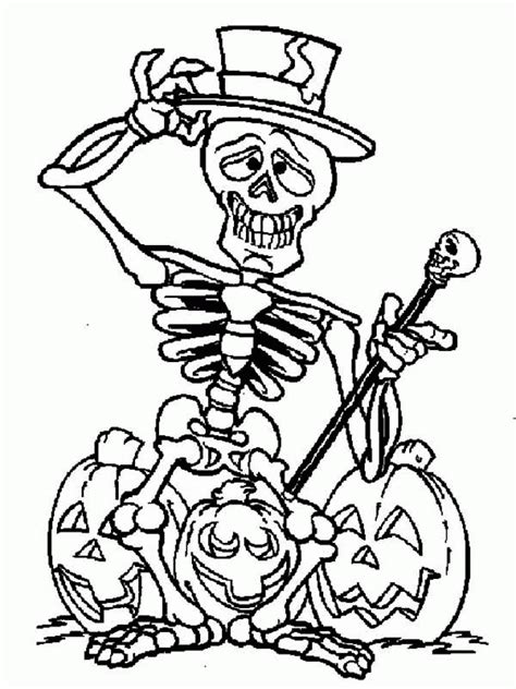 halloween skeleton coloring page coloring home