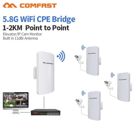 2pcs 5g outdoor wireless bridge cpe 300mbps wifi repeater router 3 5km