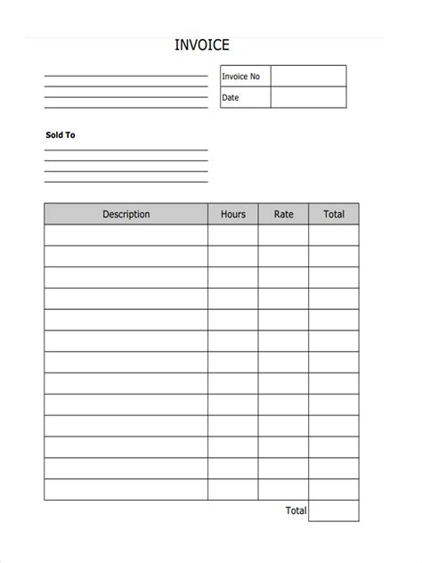sample blank invoice forms   ms excel ms word riset