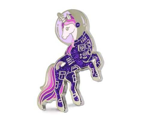Purple Unicorn Enamel Pin Unicorn Lapel Pin Silver Glitter Etsy