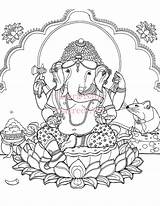 Ganesh Coloring Downloadable Adult Elephant sketch template