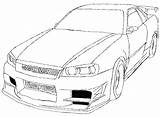 Nissan Skyline Gtr Coloring Pages R35 Fast Furious R34 Drawing Draw Car Jdm Printable Deviantart Cars Drawings Color Line Educativeprintable sketch template