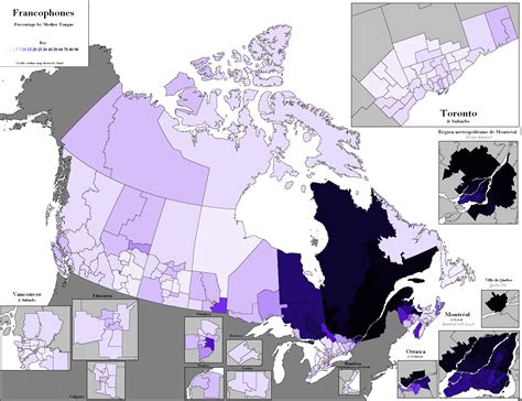 Map Of Native French Speakers In Canada By Municipality [2500x1923