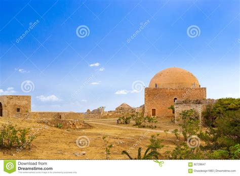 mosque of sultan ibrahim in fortezza castle crete stock