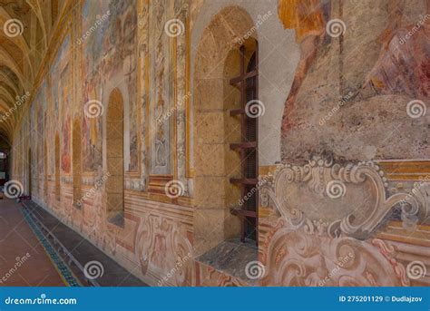 naples italy may 19 2022 frescoes at the cloister of santa c