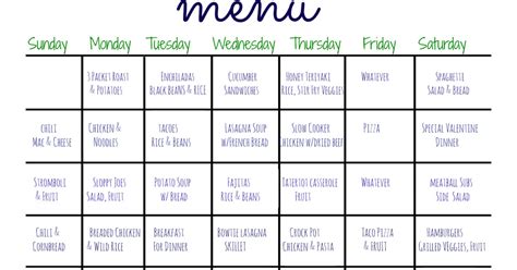 monthlymealplanpdf monthly meal planning meal planning menus meal