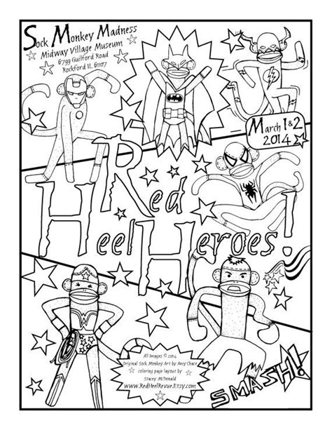 sock monkey coloring pages downloadable files  redheelrevue