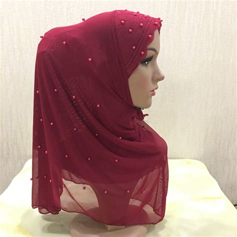 2020 Latest Design Pearls Muslim Hijab Fashion Islamic Hijab Girl Hijab