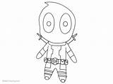 Deadpool Chibi Pages Coloring Easy Printable Kids Color sketch template