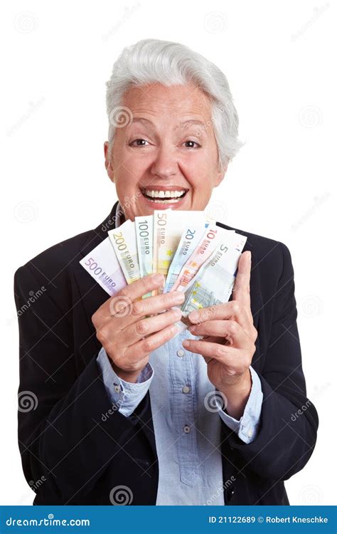 senior woman winning euro money stock image image  marvel hold