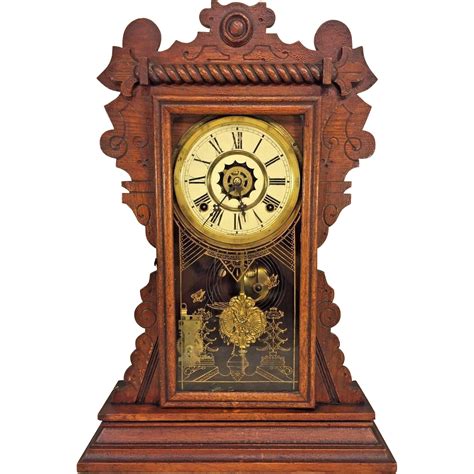 antique waterbury gingerbread clock mansfield model runs strikes nice  timelesstokensde