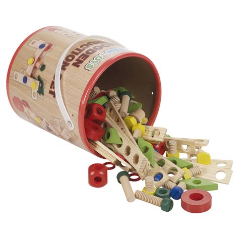 pc wooden construction building diy nuts bolts tool kit toy kid builder set