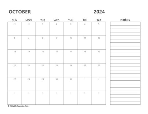 october  printable calendar  holidays