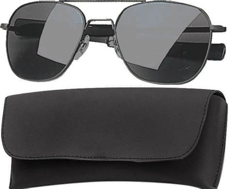 Black Military 52mm Air Force Pilots Aviator Sunglasses With Case