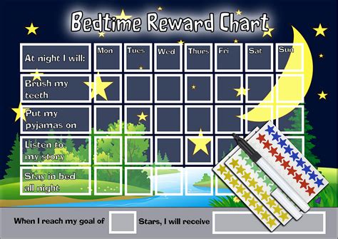 bedtime night time reward chart kids childrens sticker star sleep