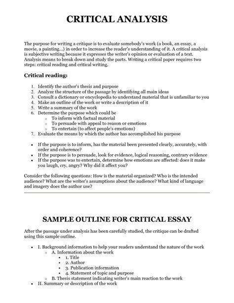 essay  critical evaluation critically evaluate analysis