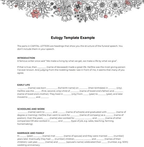 eulogy outline template