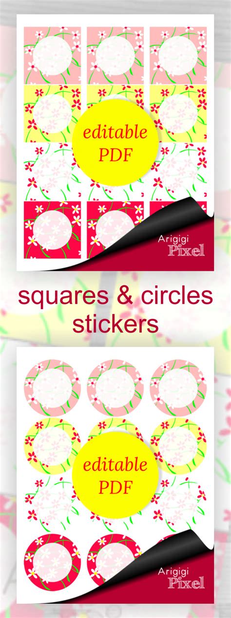 editable circle tags   square gift tag printable flowers spring