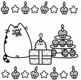 Pusheen Coloring Pages Cat Birthday Printable Book Print Cupcake Kids Kawaii Party Cake Gifts Sheets Colouring Ice Cream Color Happy sketch template