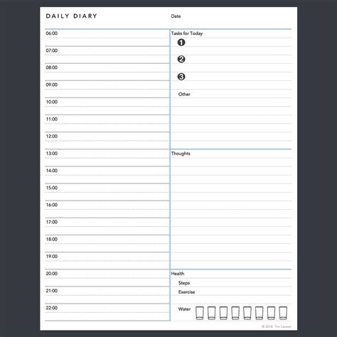 daily diary planner template  paperless   ipad  tablet infozio