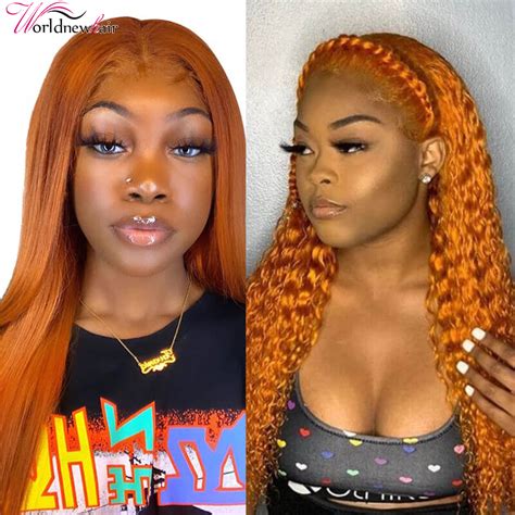 Orange Ginger Color Lace Front Wig Straight Human Hair