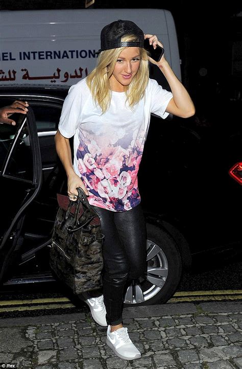 ellie goulding looks sporty in floral t shirt and backwards baseball cap daily mail online