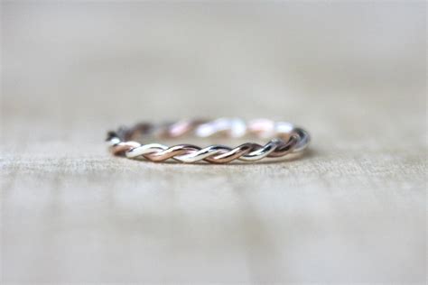 rose gold twist ring  tone stackable ring karma jewelry