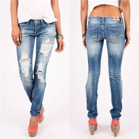 Machine Jeans Destroyed Ripped Distressed Women Skinny Jean New Dmp