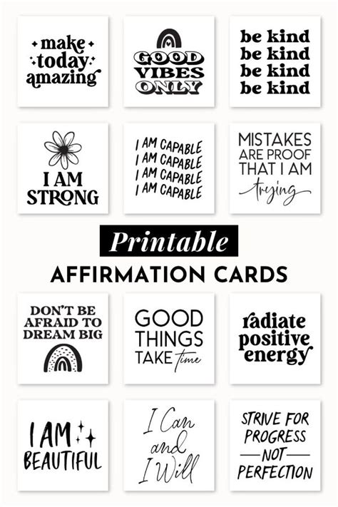 printable affirmation cards   inspire