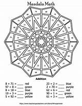 Math Mandala Number Color Addition Bundle Worksheets Printables Subject sketch template