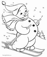 Snowman Coloring Pages Christmas Printable Skiing Print Kids Winter Skis Color Vintage Clipart Para Ausmalbilder Schneemann Di Popular Gif Printables sketch template