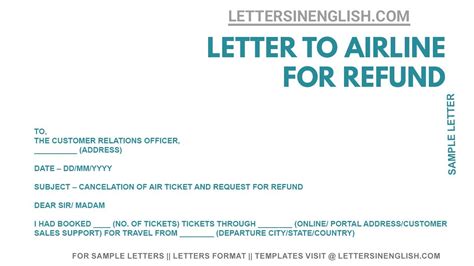 letter  airline  refund write  letter  airline  refund