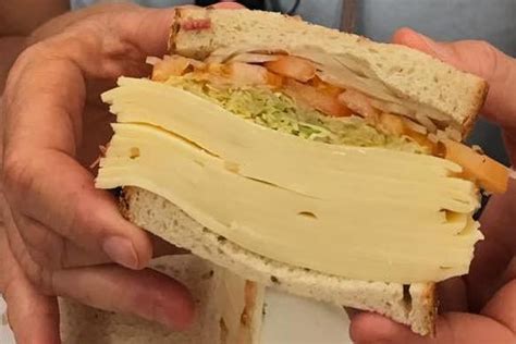 Katz Deli Vegetarian Sandwich Containing 12 Slices Of Cheese Slammed