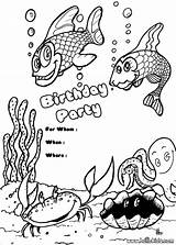 Birthday Coloring Invitation Party Pages Happy Fish Invitations Color Nana Princess Barbie Printable Aunt Print Clipart Getcolorings Colour Hellokids sketch template